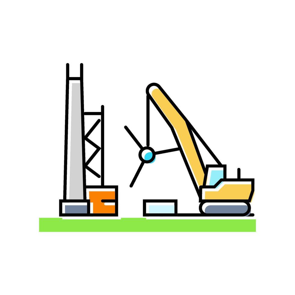 turbine construction wind color icon illustration vector