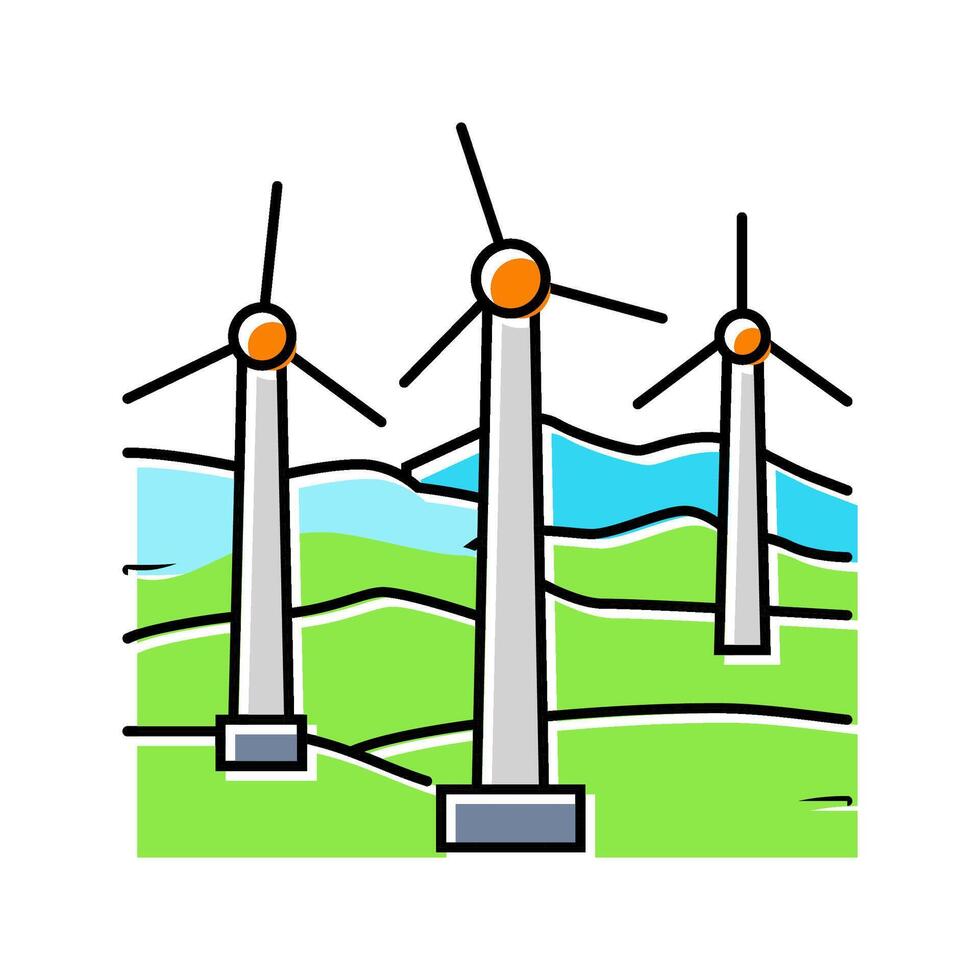 floating wind turbine color icon illustration vector