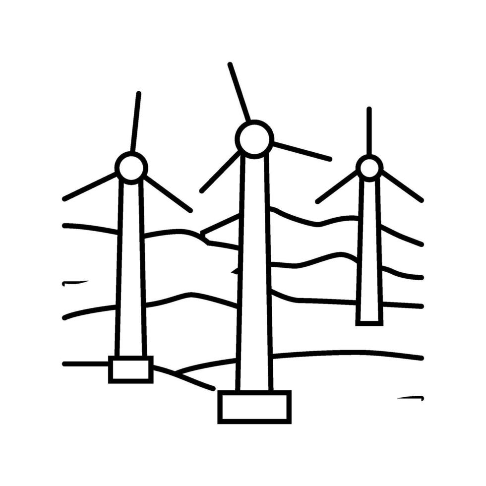floating wind turbine line icon illustration vector