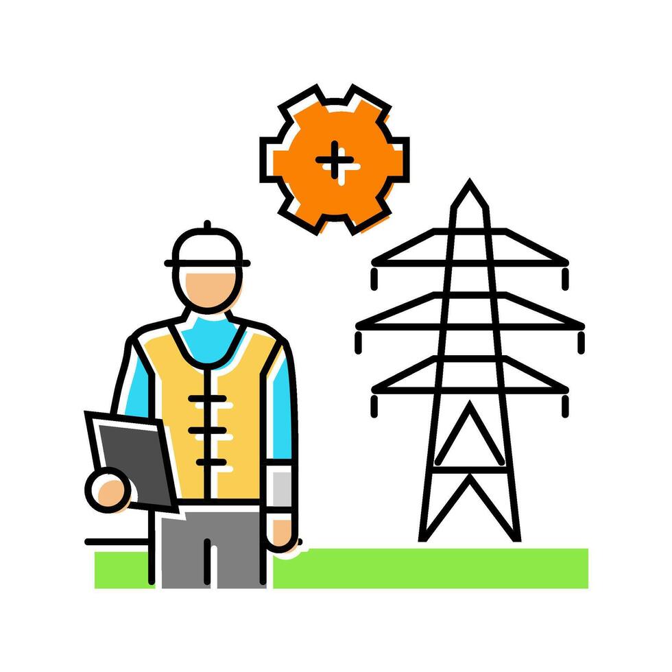 maintenance electric grid color icon illustration vector