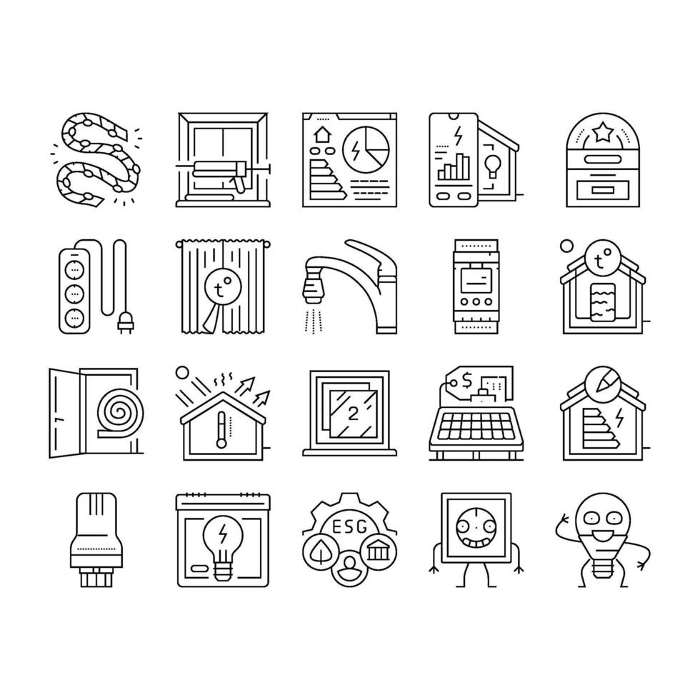 energy conservation green save icons set vector