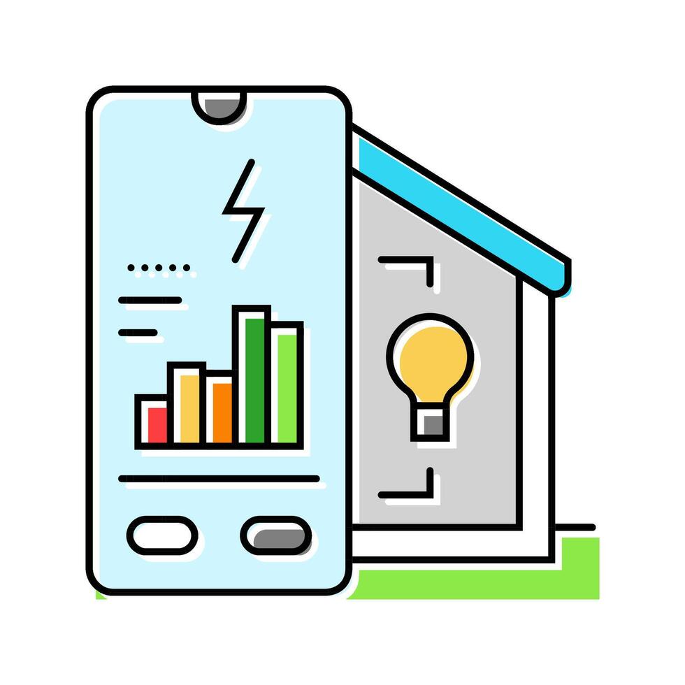 home monitor energy conservation color icon illustration vector
