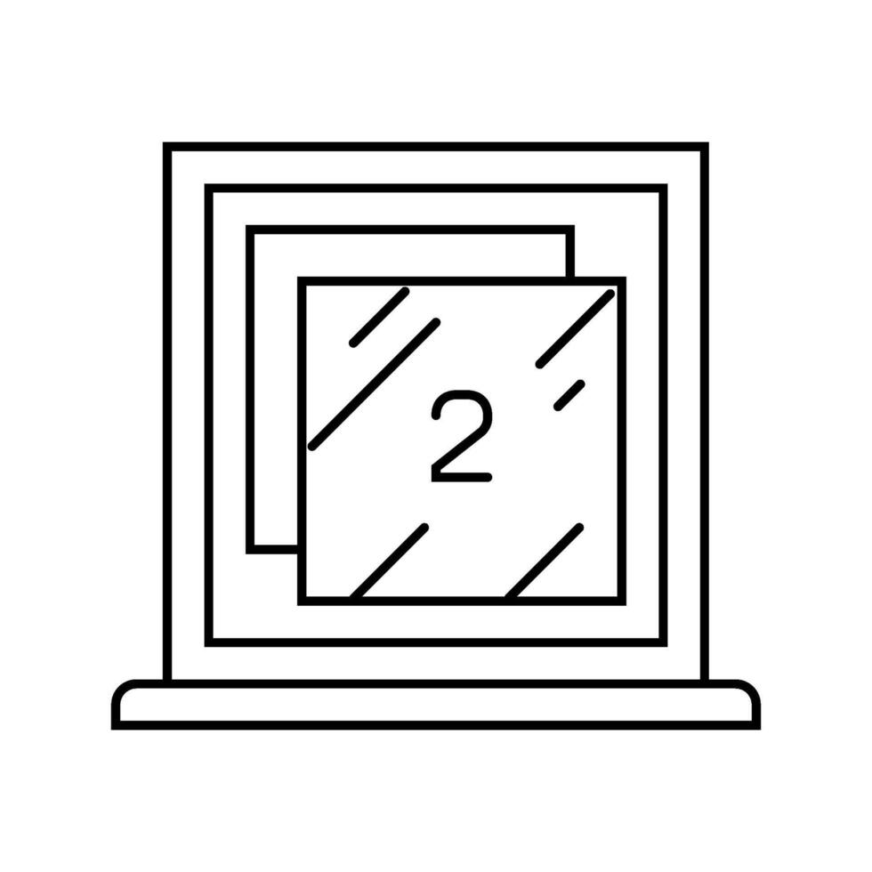 double pane windows energy conservation line icon illustration vector