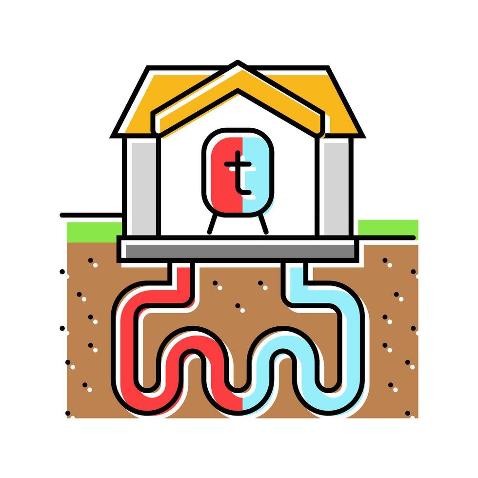 heat exchange geothermal energy color icon illustration vector