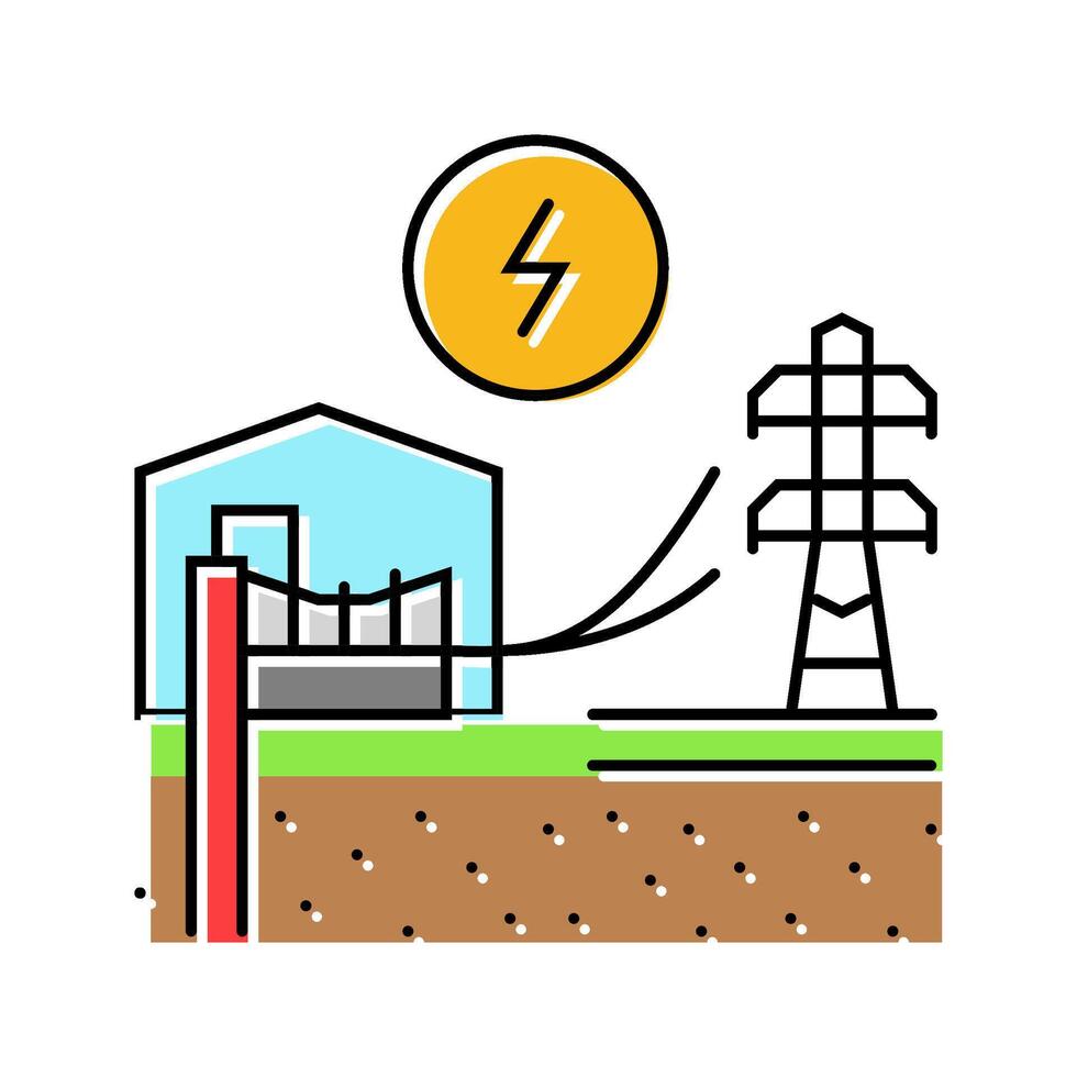 power station geothermal energy color icon illustration vector