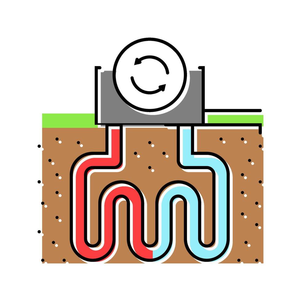 heat recovery geothermal energy color icon illustration vector