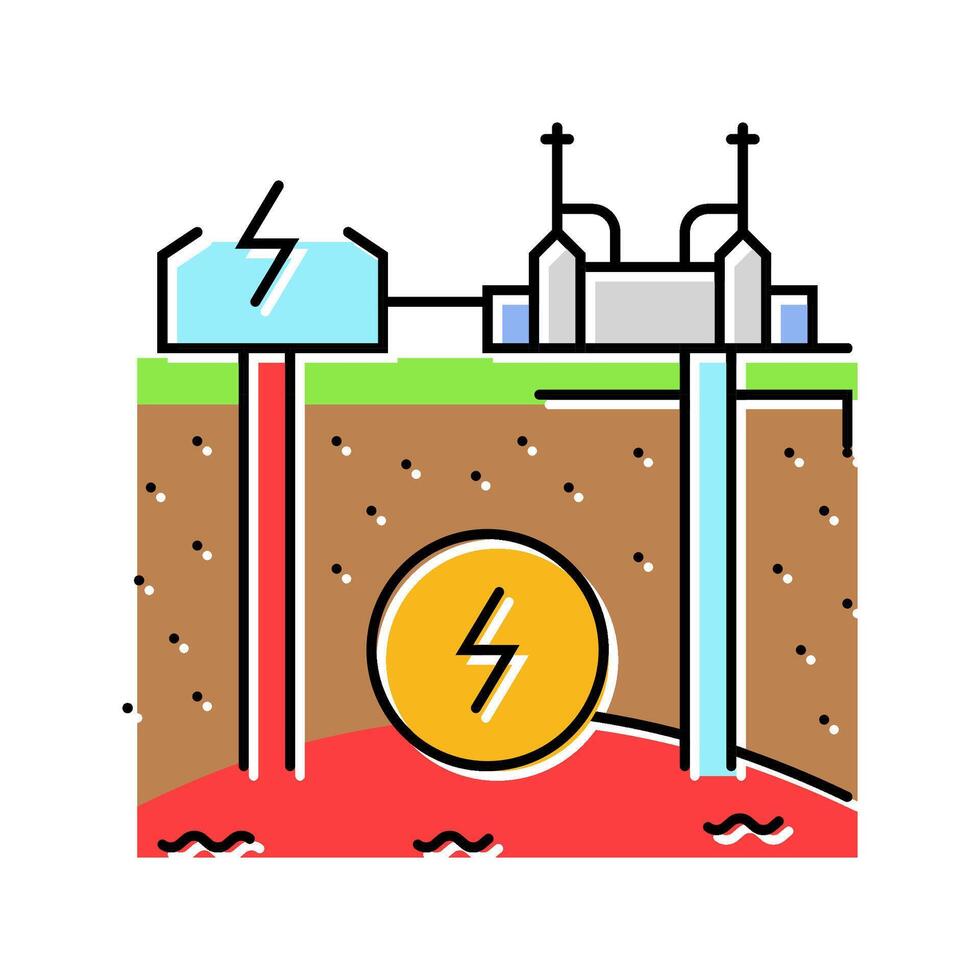heat recovery system geothermal color icon illustration vector