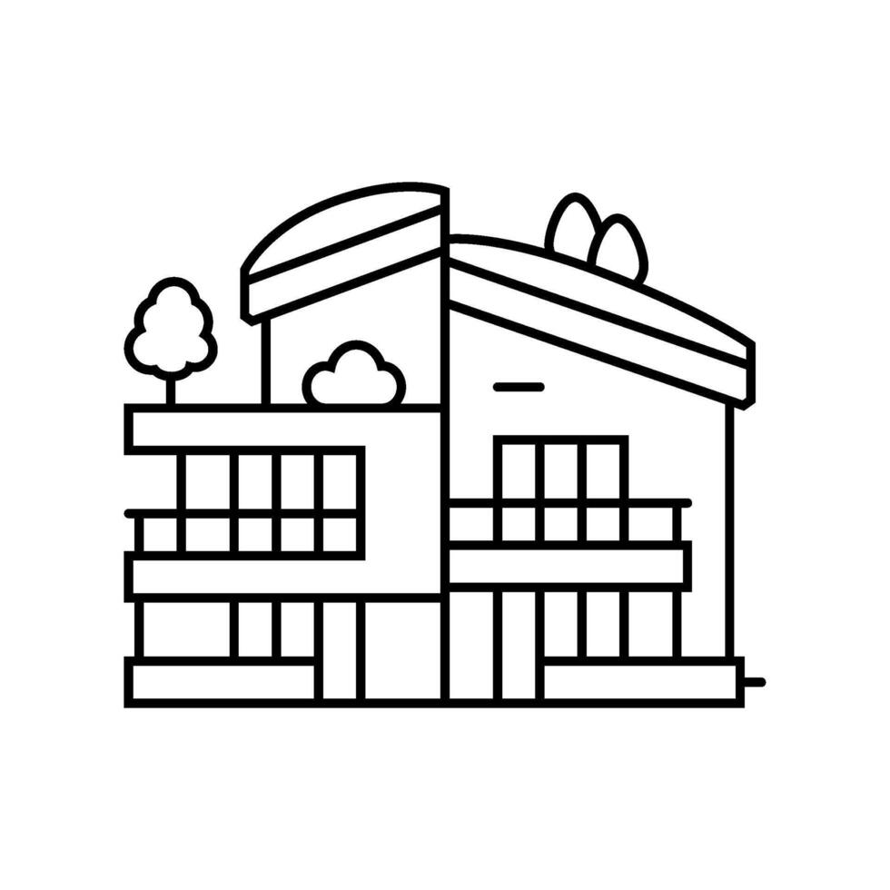 eco friendly architecture green building line icon illustration vector