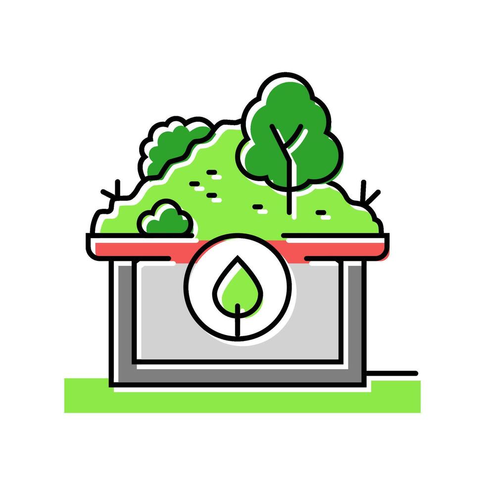 roof green building color icon illustration vector