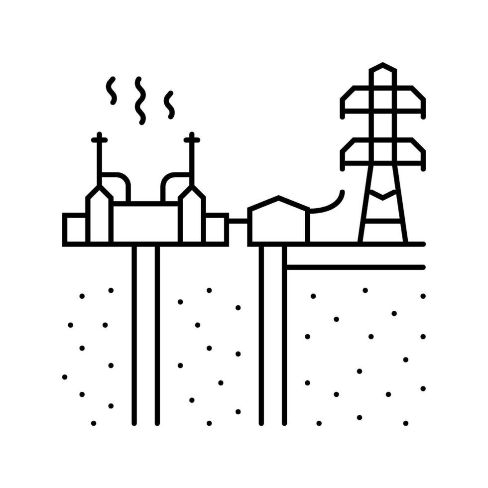 power grid geothermal energy line icon illustration vector