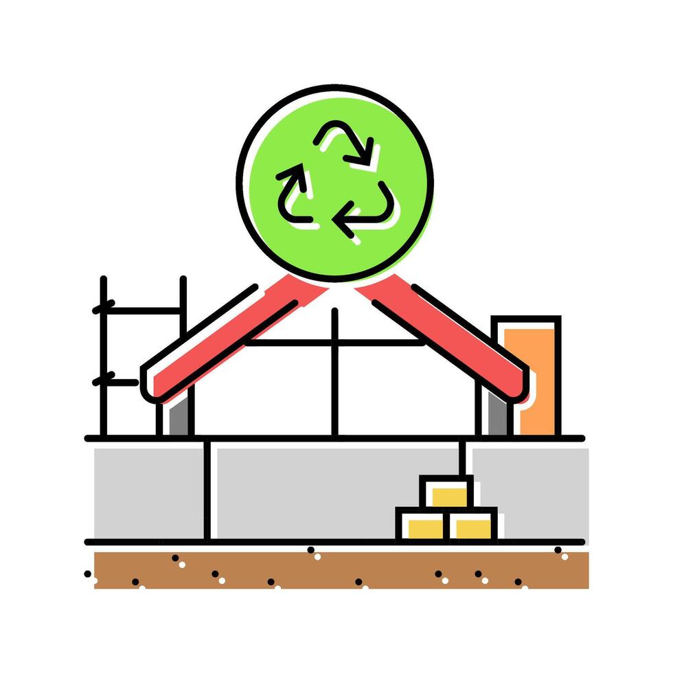 sustainable construction green building color icon illustration vector