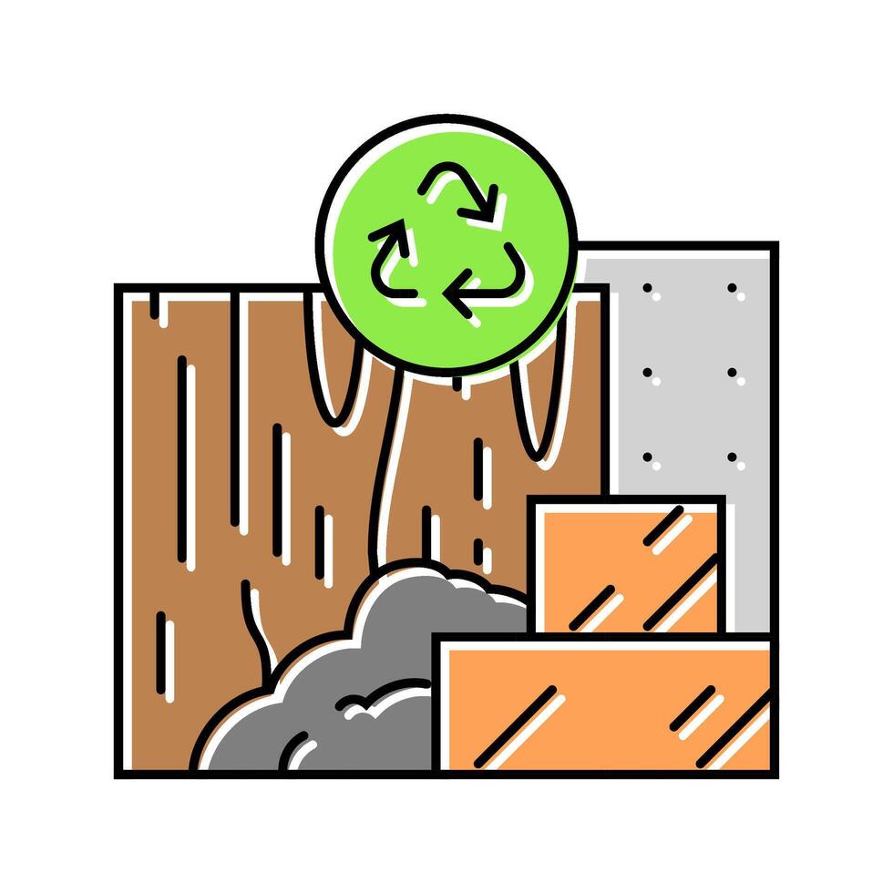 low emission materials green building color icon illustration vector