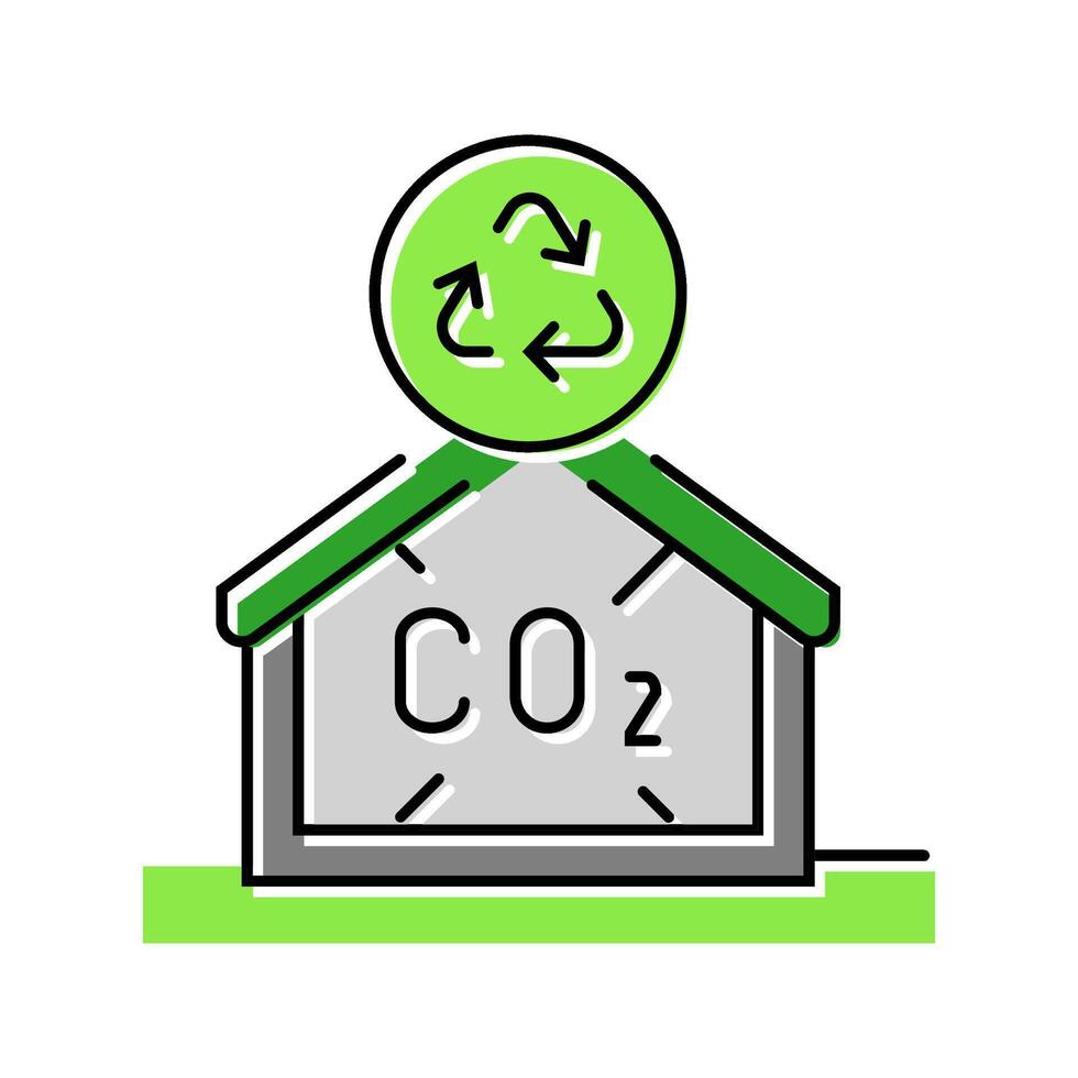 carbon neutral building green color icon illustration vector