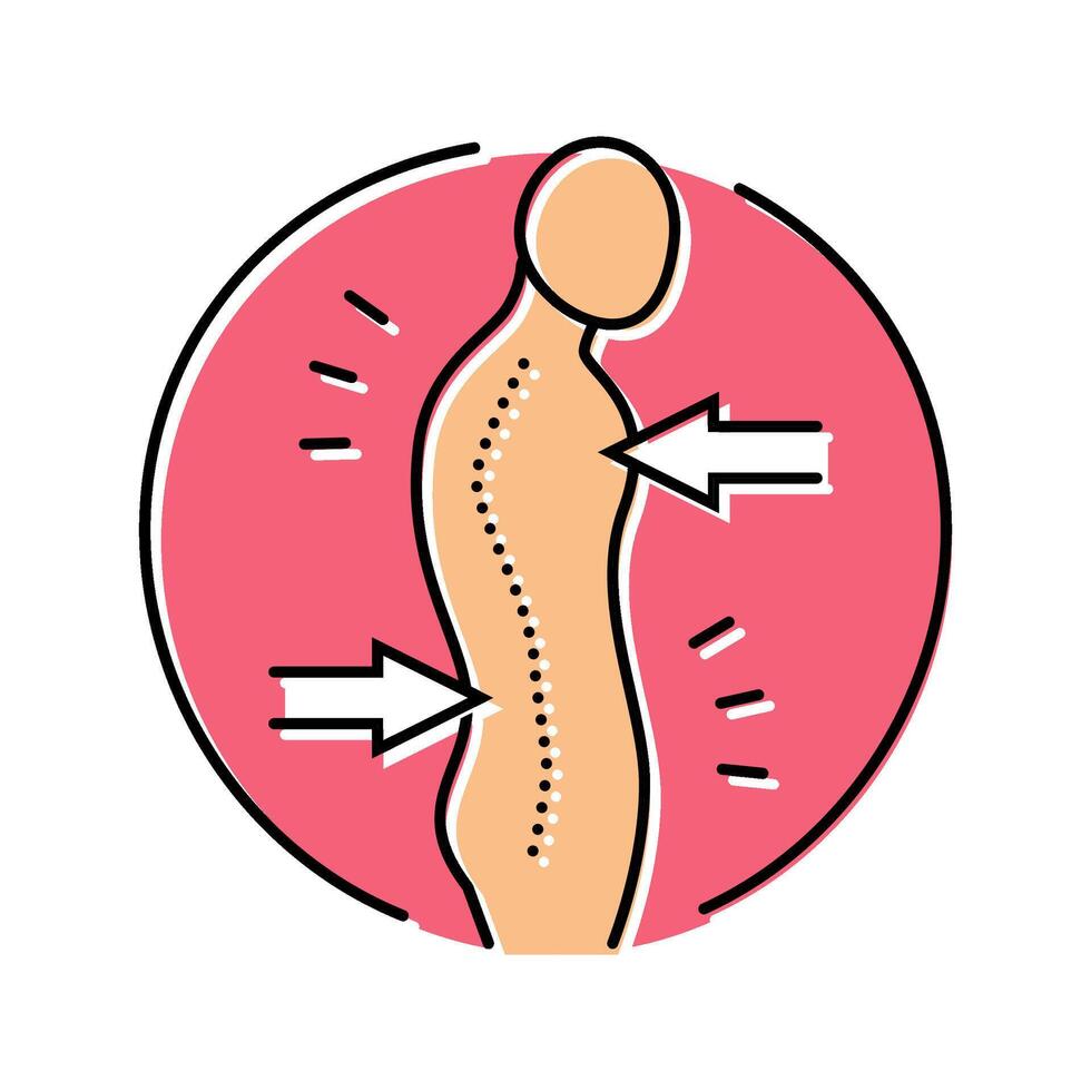 pain thoracic spine osteoporosis symptom color icon illustration vector