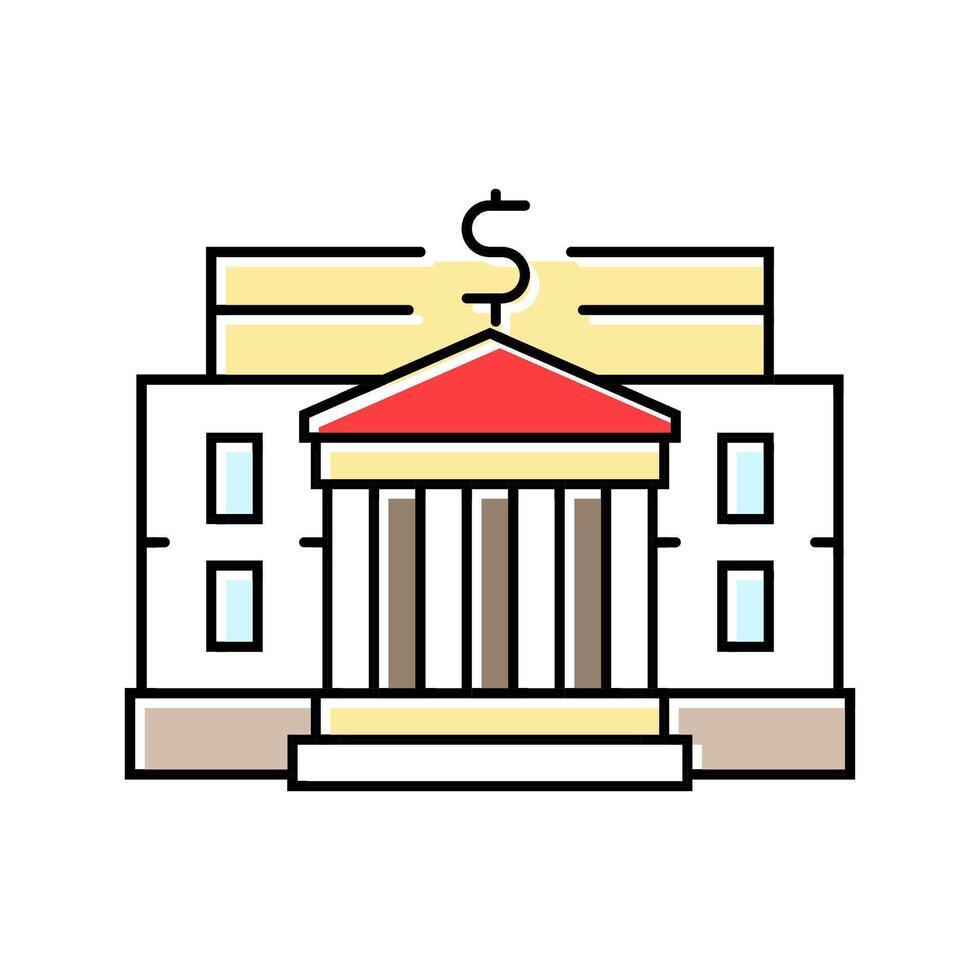 business bank building color icon illustration vector