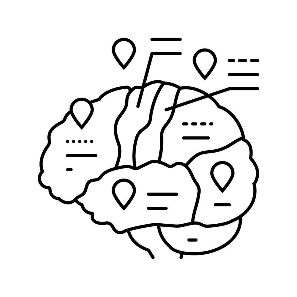 brain mapping neuroscience neurology line icon illustration vector
