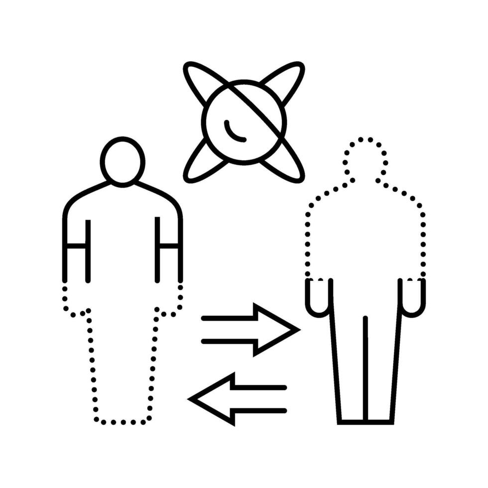 teleportation quantum technology line icon illustration vector