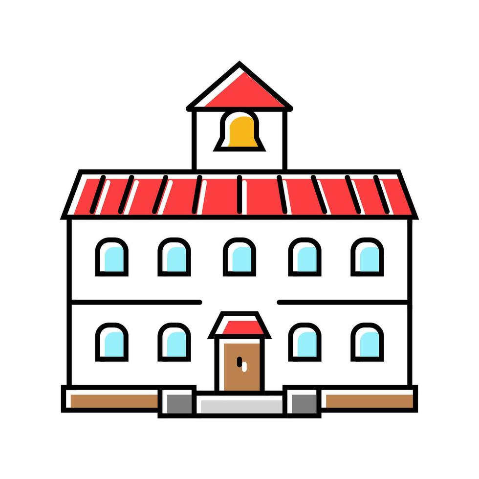 outside school building color icon illustration vector