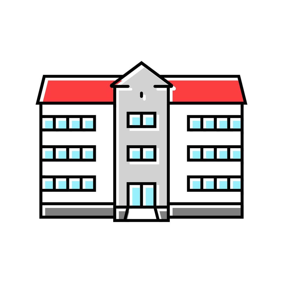 teacher school building color icon illustration vector