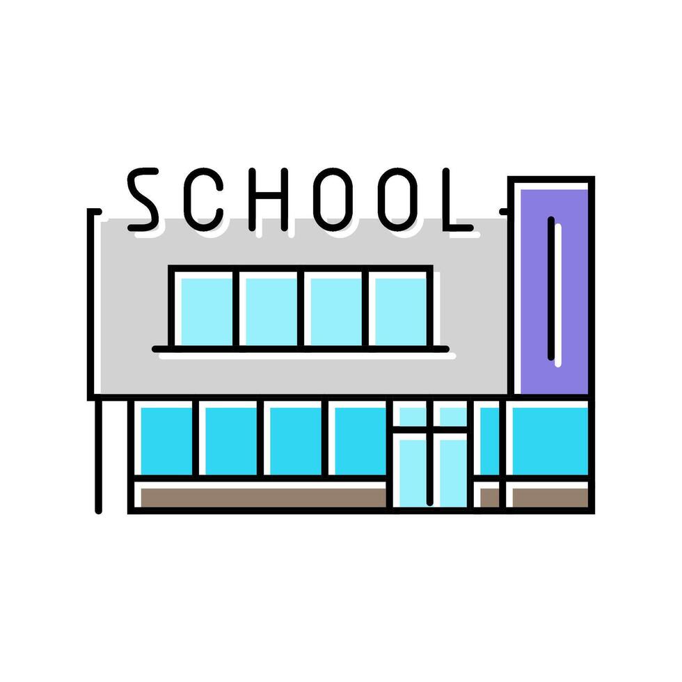 house school building color icon illustration vector
