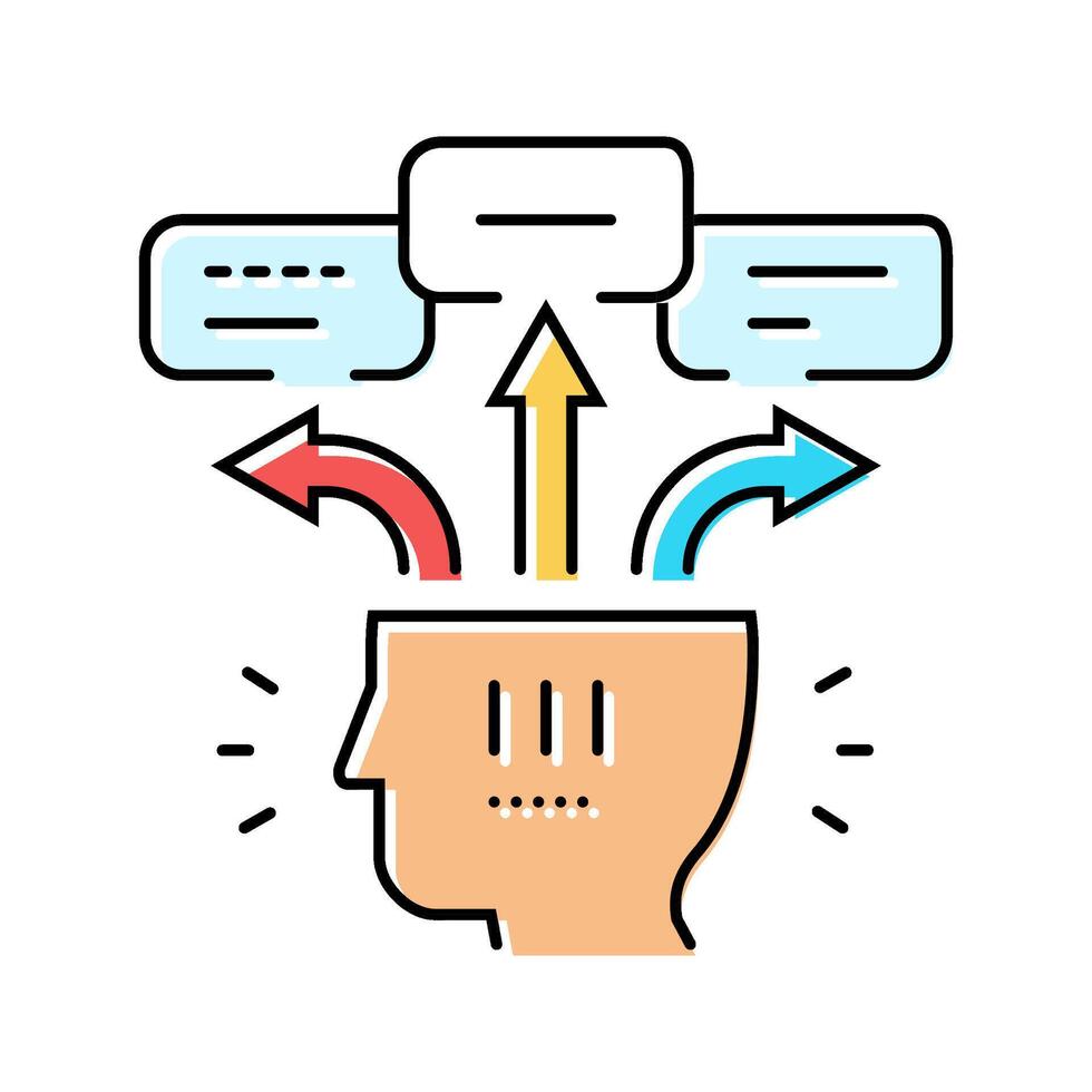 decision fatigue time management color icon illustration vector