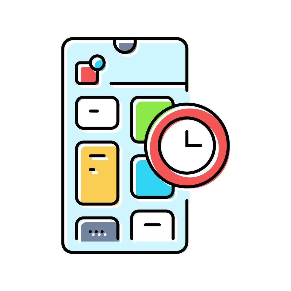 blocking app time management color icon illustration vector