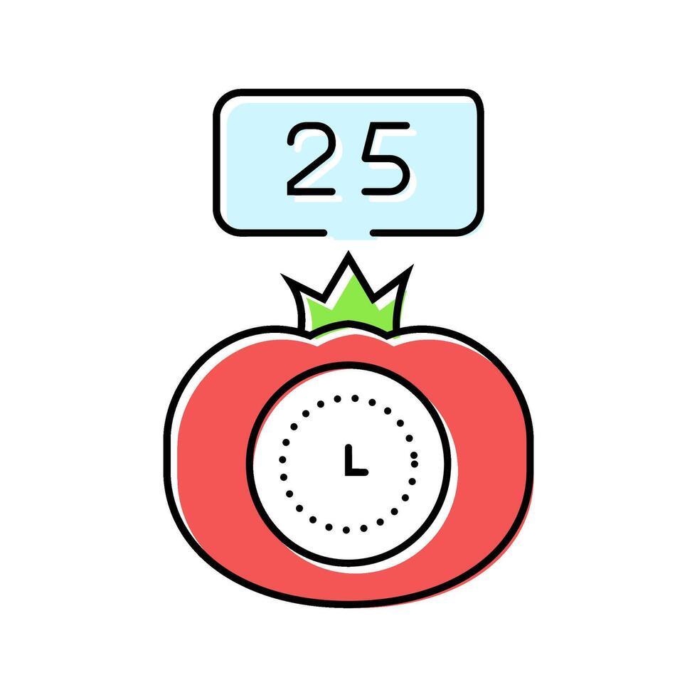pomodoro technique time management color icon illustration vector