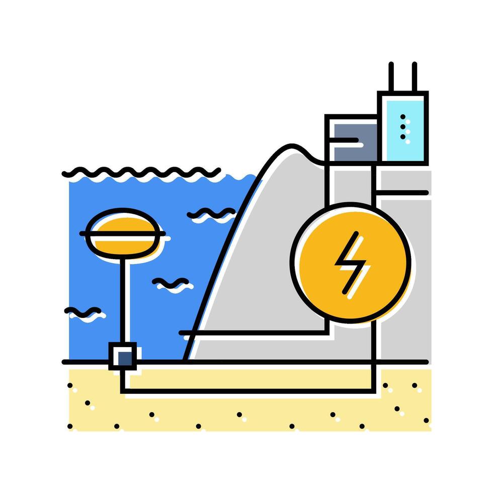 wave energy farm tidal power color icon illustration vector