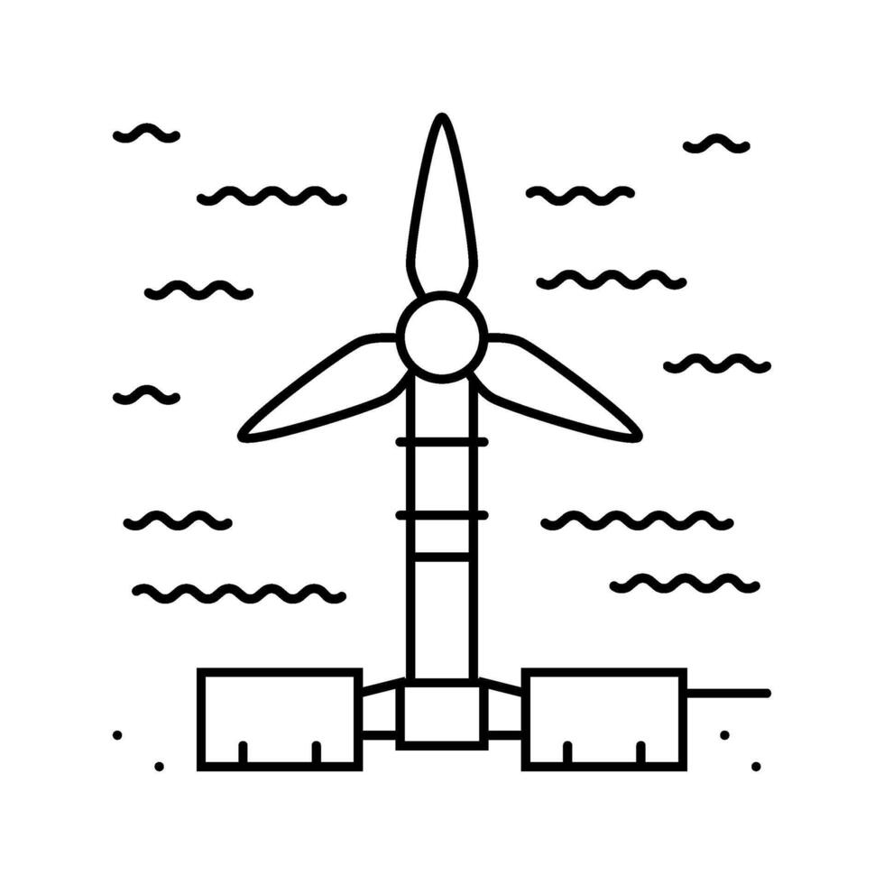 underwater turbine line icon illustration vector