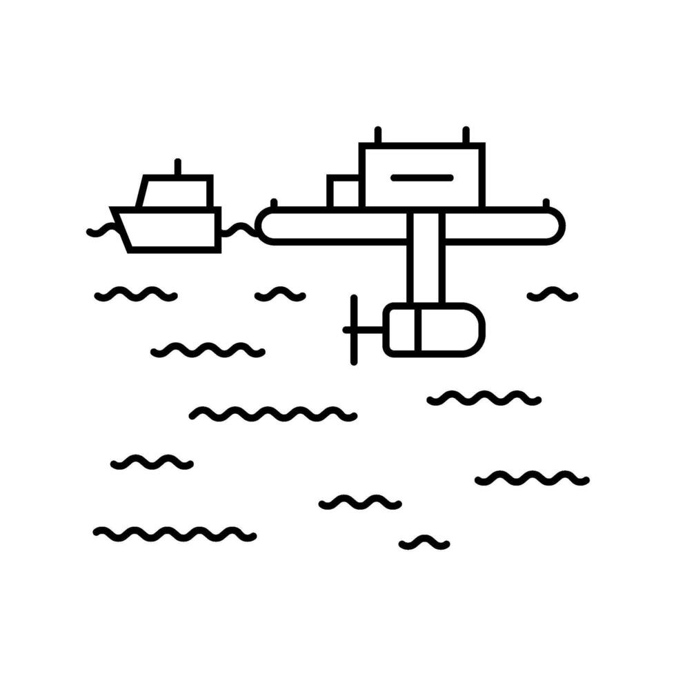 floating platform tidal power line icon illustration vector