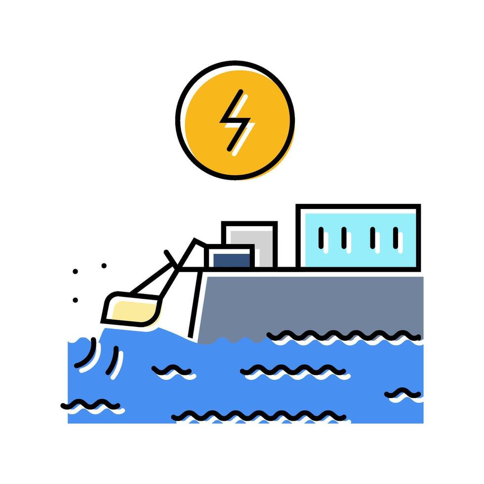 wave transmission tidal power color icon illustration vector