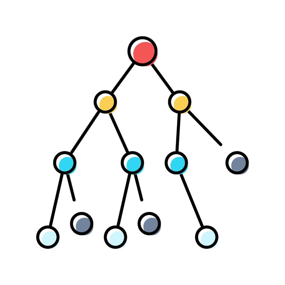 binary search algorithm color icon illustration vector