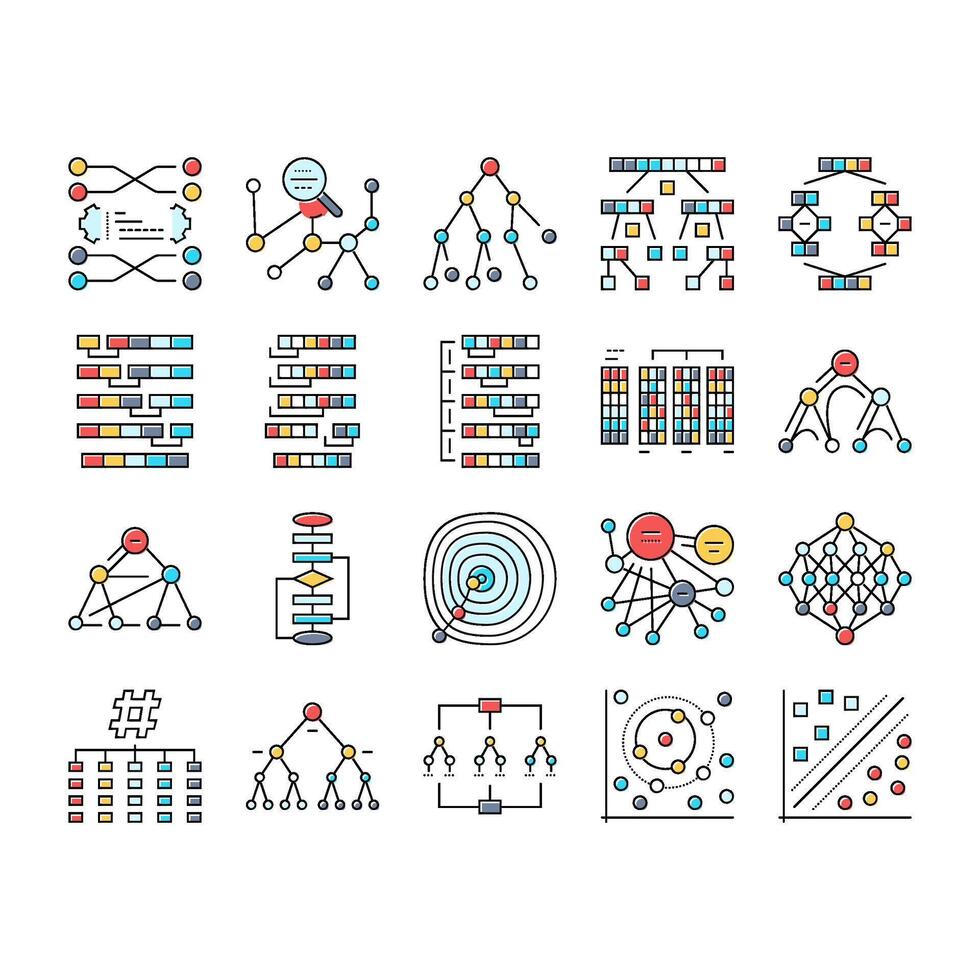 algorithm data technology ai icons set 52843765 Vector Art at Vecteezy