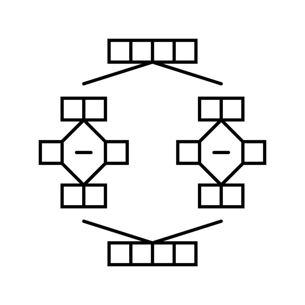 mergesort algorithm line icon illustration vector
