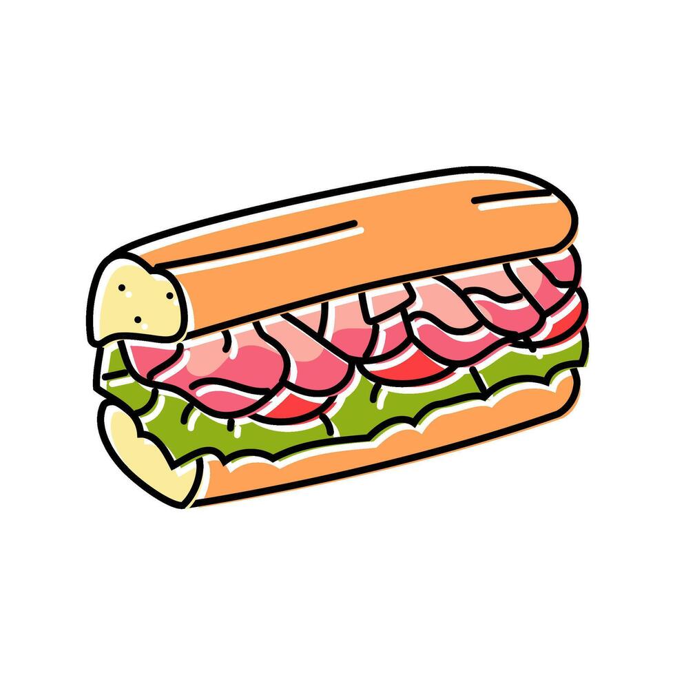 sandwich fast food color icon illustration vector