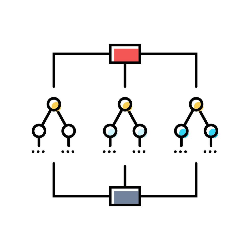 decision tree algorithm color icon illustration vector
