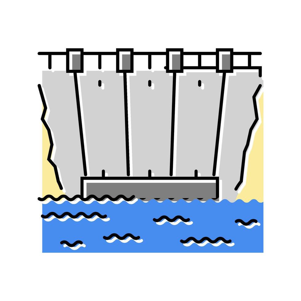 dam structure hydroelectric power color icon illustration vector