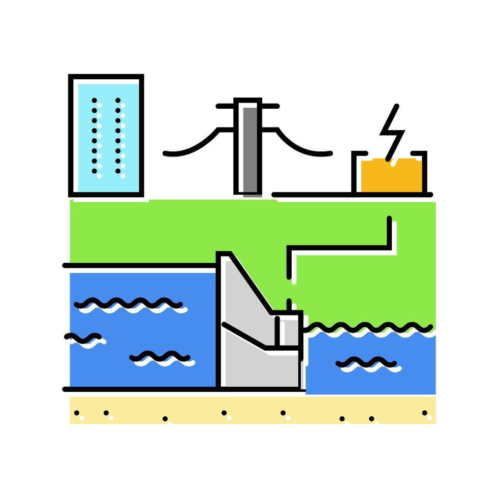 energy transmission hydroelectric power color icon illustration vector