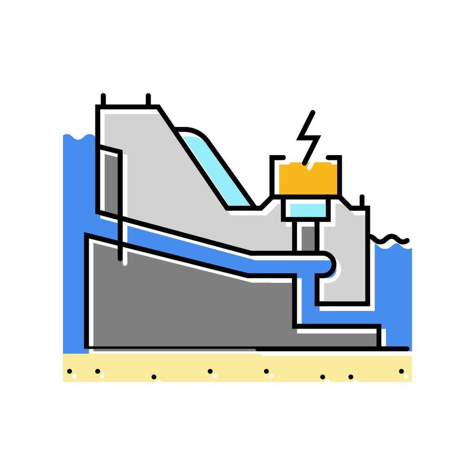 power generation hydroelectric color icon illustration vector