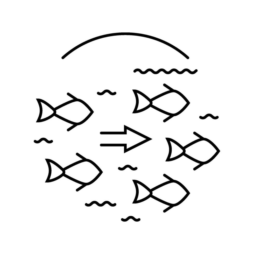 fish migration hydroelectric power line icon illustration vector