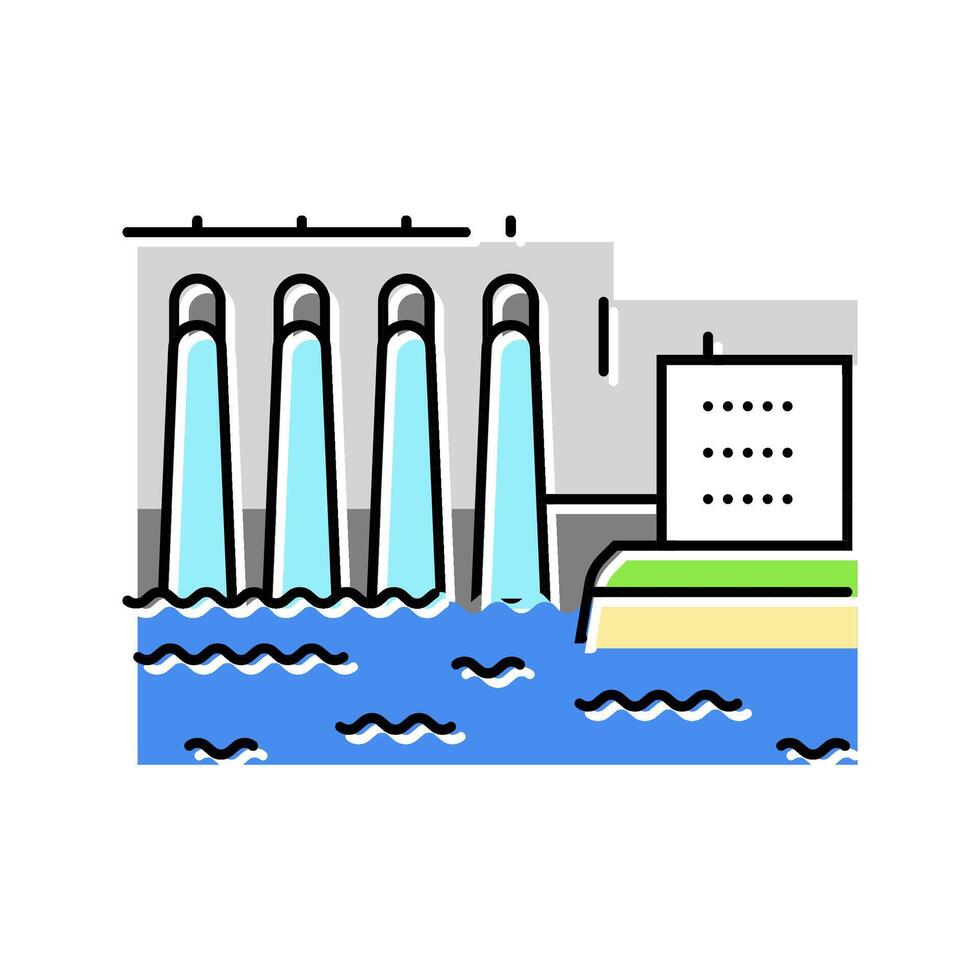 hydro station hydroelectric power color icon illustration vector