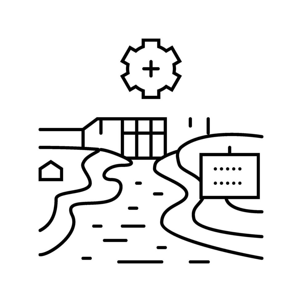 hydro infrastructure hydroelectric power line icon illustration vector
