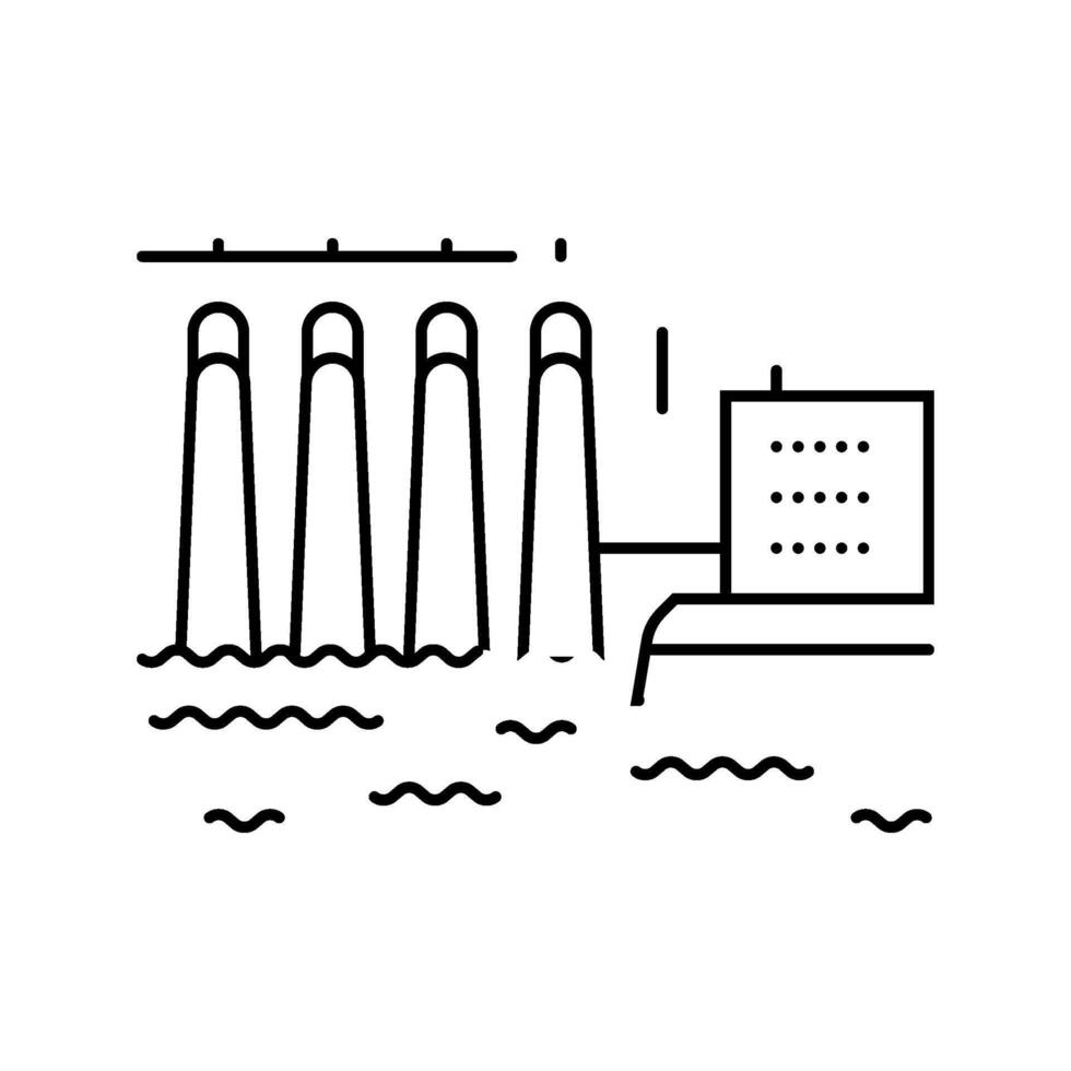 hydro station hydroelectric power line icon illustration vector
