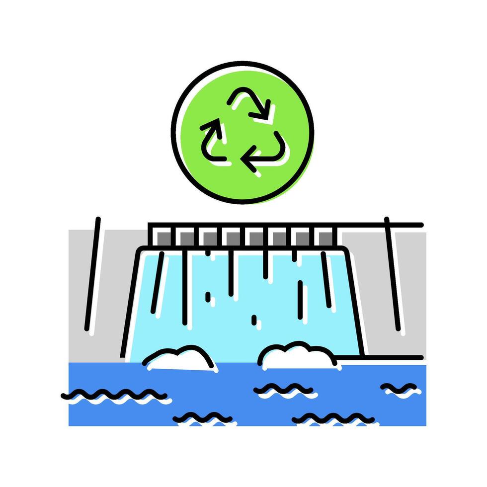 clean energy source hydroelectric power color icon illustration vector