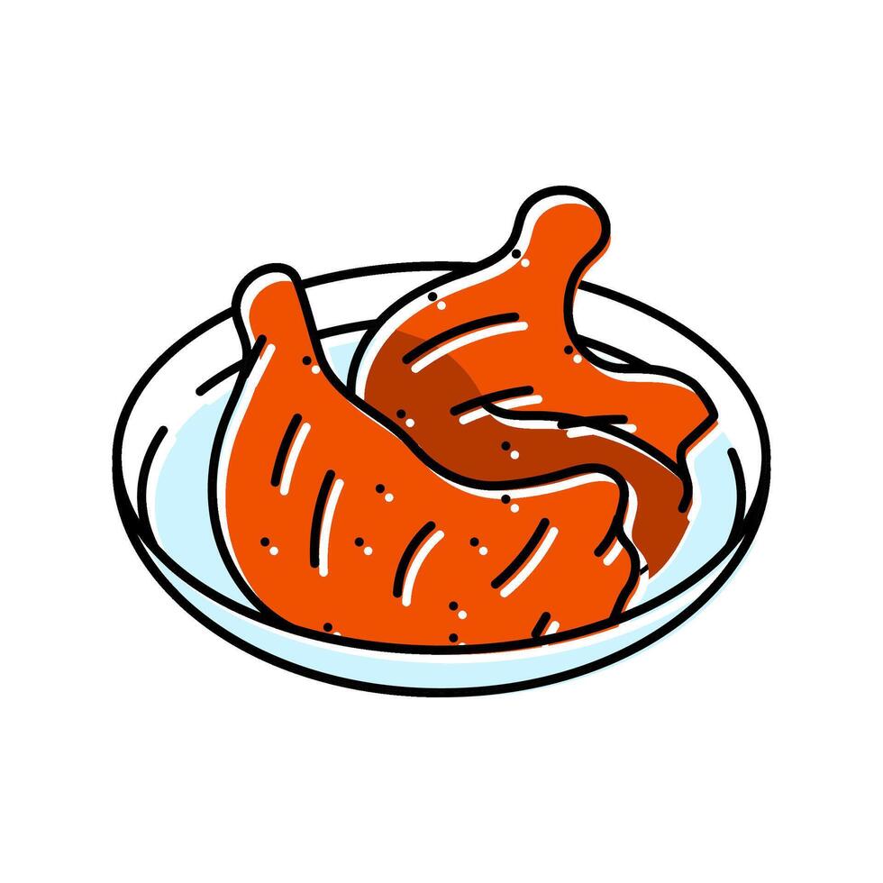 tandoori chicken indian cuisine color icon illustration vector