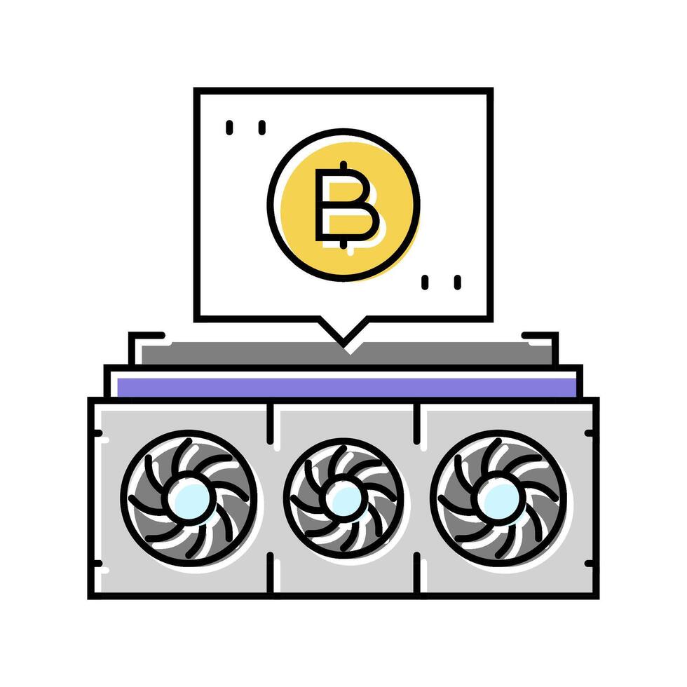 cryptocurrency mining color icon illustration vector
