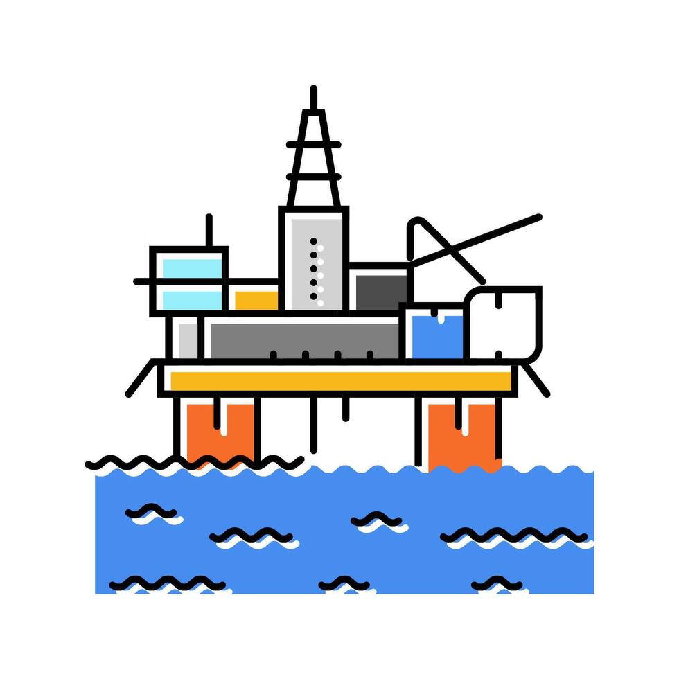 platform oil industry color icon illustration vector
