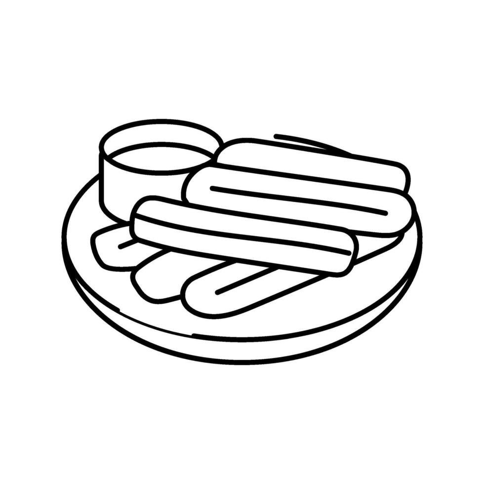 churros dessert spanish cuisine line icon illustration vector