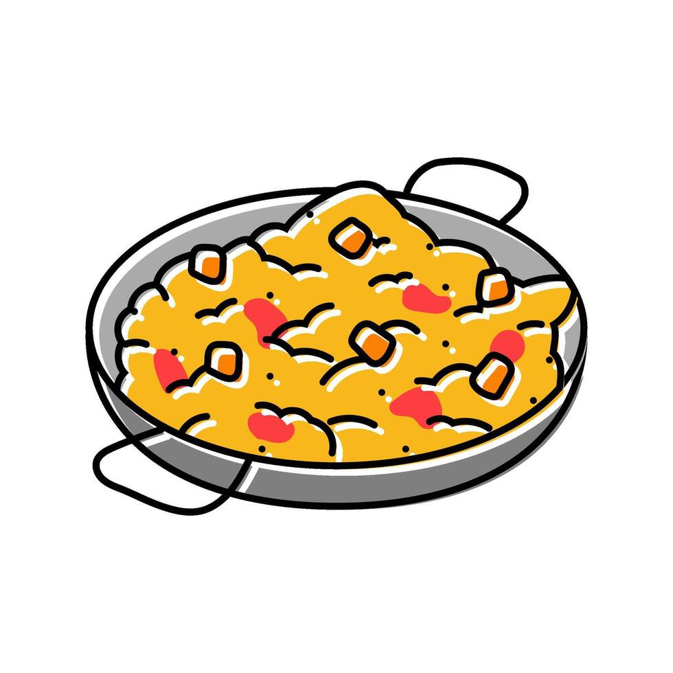 paella dish spanish cuisine color icon illustration vector