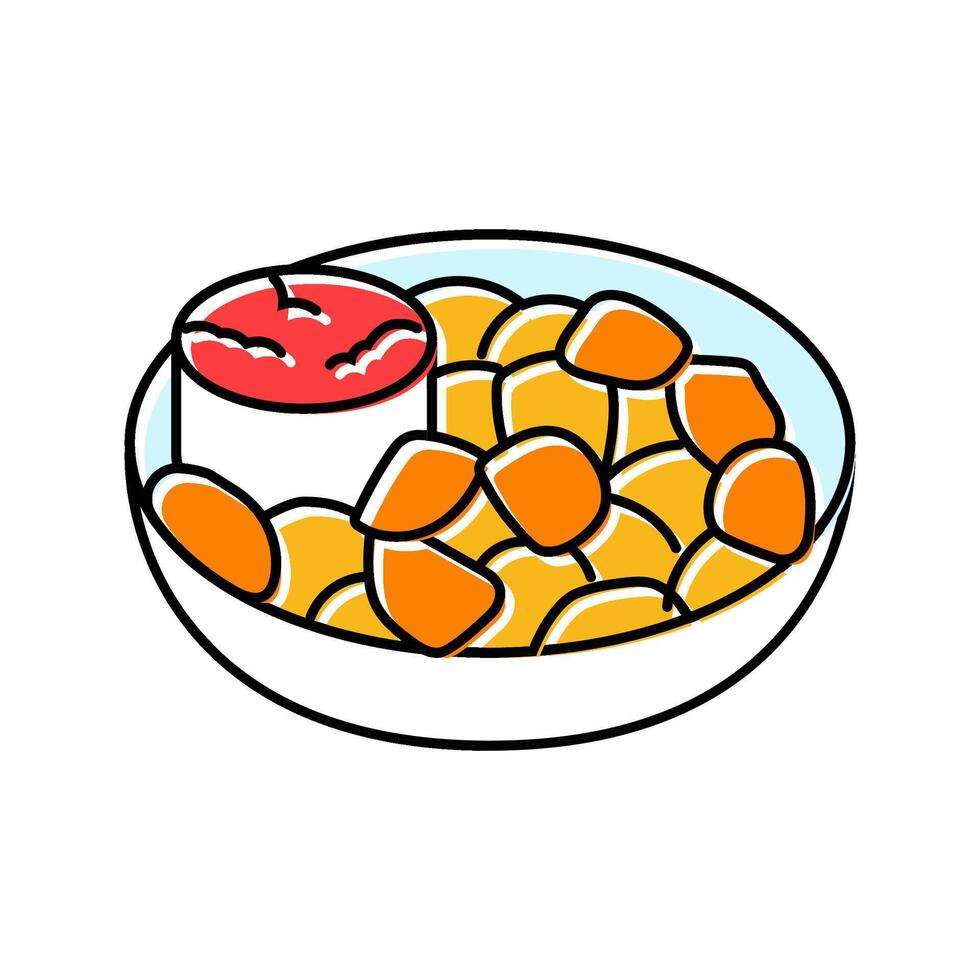 patatas bravas spanish cuisine color icon illustration vector